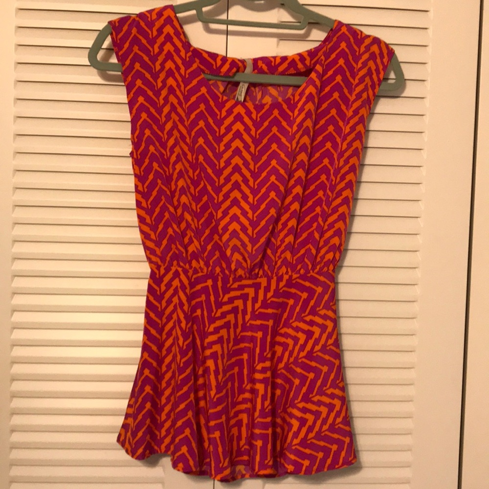 NWT Pink and Orange Peplum Blouse
